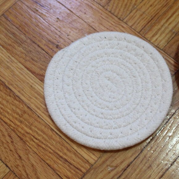 Crocheted Coasters Set of 4 Brown and White Small - Picture 5 of 5